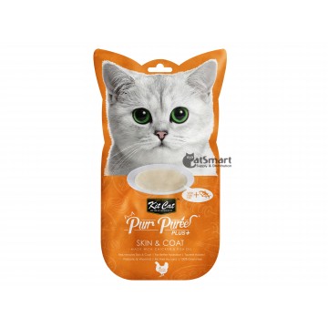 Kit Cat Purr Puree Plus Skin & Coat Chicken & Fish Oil 15g x 4pcs (3 Packs)